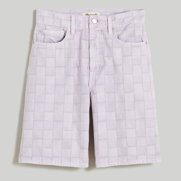 Madewell NWT Bermuda Shorts in Checkerboard Jacquard - Dusty Lavender - Size 30 - Picture 4 of 13
